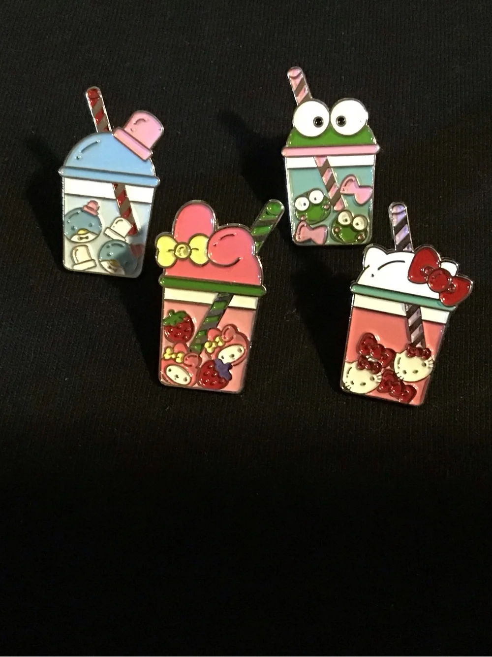 Cutie Kawaii Bubble Tea Enamel mini magnet Set - Pink, Blue, Green, White